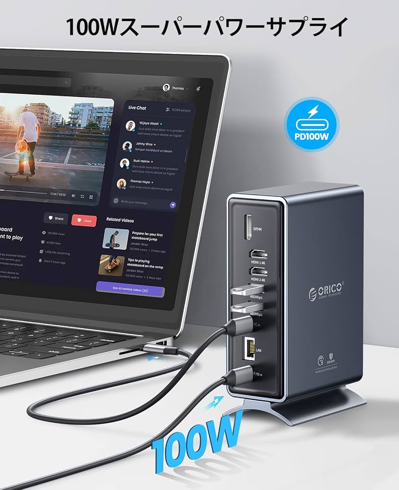 Amazon.co.jp: ORICO USB C ドッキングステーション 15-in-1（2